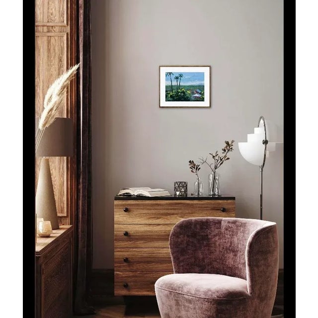 Quiet Places & Tropical Views — Maui Palms Original oil painting by L. Haas, 9 x 12 in unframed linen panel, signed. A...