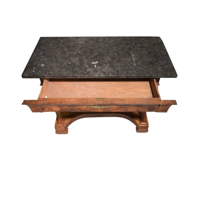 Early 19th Century French Restauration Walnut Marble-Top Console Table, Circa 1820 For Sale - Image 5 of 6
