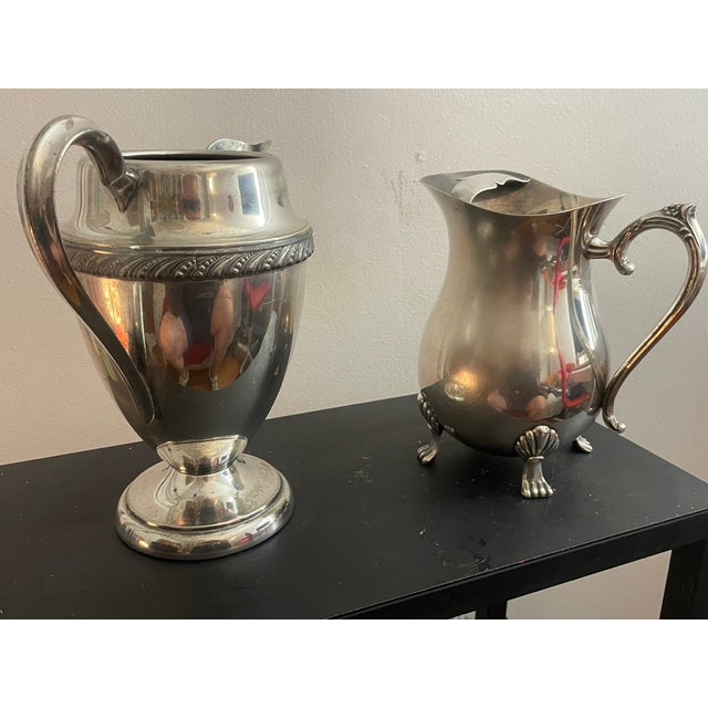 1940s Mid-Century Modern Regency Revival Gadroon Silver Plate on Copper Water Pitcher For Sale In Atlanta - Image 6 of 6