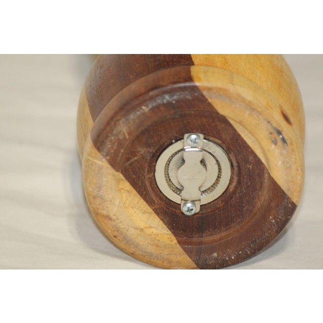 Vintage Folk Art Excellent, Extra-Large Turned Wood Pepper Mill For Sale - Image 6 of 7