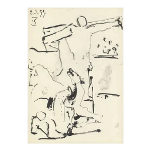 1959 Pablo Picasso 'Bull Fighter' Modernism Black & White France Lithograph