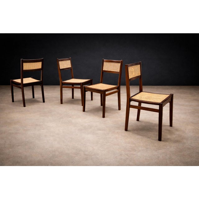 Set of 4 Dining Chairs in Rosewood & Cane, Unknown, 1960s For Sale In New York - Image 6 of 11