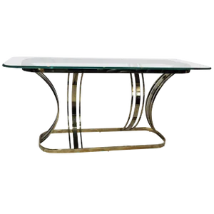 Sculptural Brass and Glass Console Table In the Style of Milo Baughman