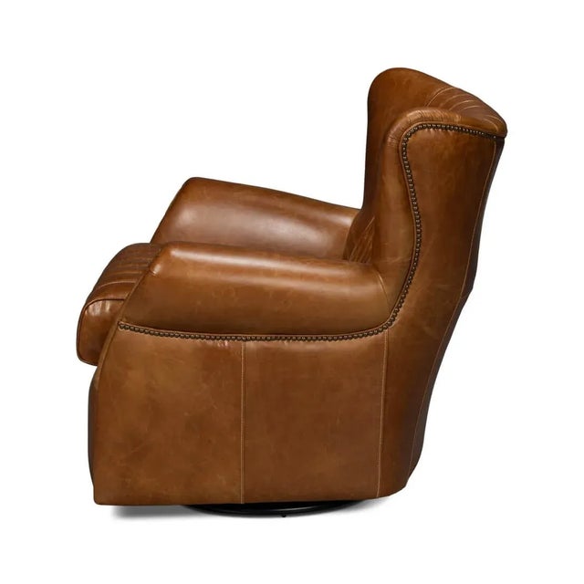 Classic Brown Leather Chair For Sale - Image 4 of 12