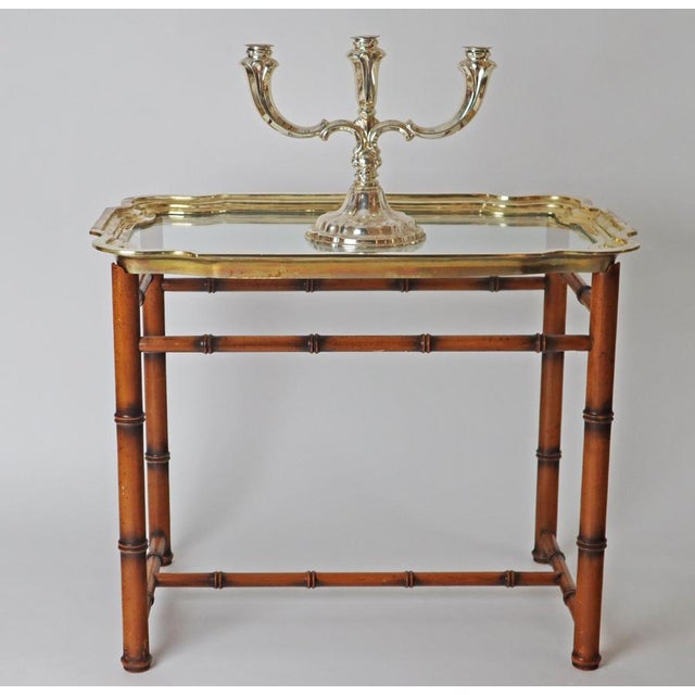 Hollywood Regency Hand-Crafted Tray Table in Brass and Faux Bamboo, 1960s For Sale - Image 9 of 17