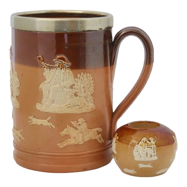 Doulton Lambeth Smoking & Ale Set, 2 Pc For Sale