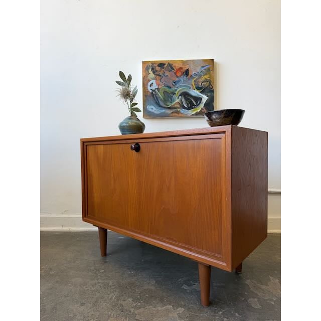 Vintage Danish Teak Drop Door Cabinet For Sale In Los Angeles - Image 6 of 9