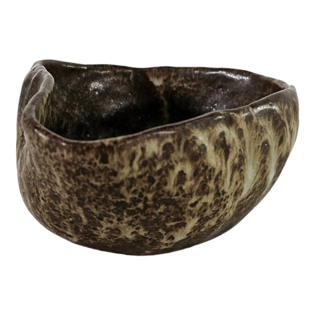 Small Hand Thrown Organic Studio Pottery Bowl Signed Rubio c.1990s For Sale