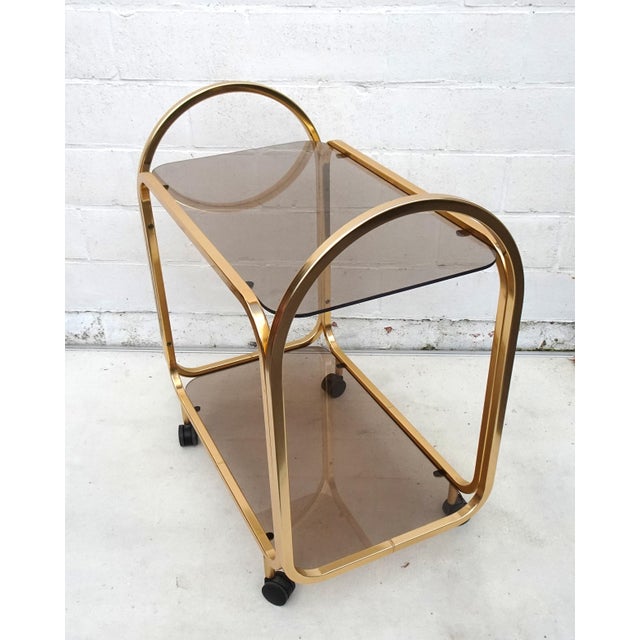 Vintage Gilded Aluminium Kaymet Bar Cart Trolley, 1970s For Sale - Image 4 of 13