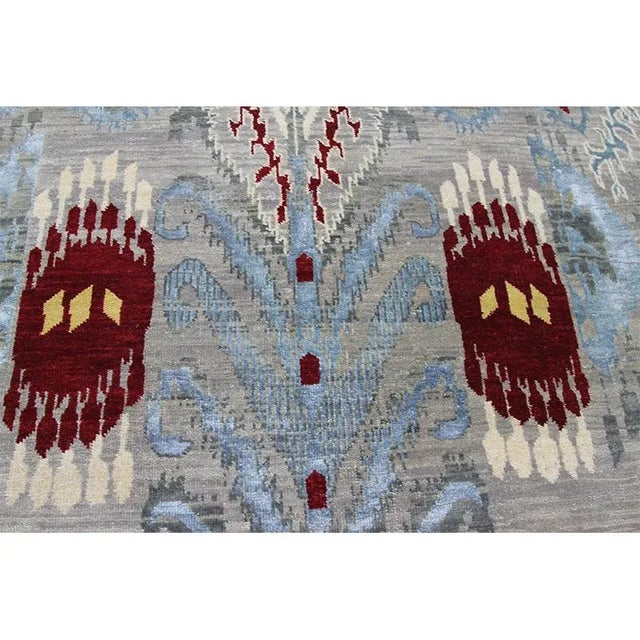 Textile Handwoven Ikat Area Rug - 12′1″ × 15′1″ For Sale - Image 7 of 12