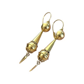 Late 19th Century Gold Etruscan Revival Night and Day Earrings - 2 Pieces For Sale