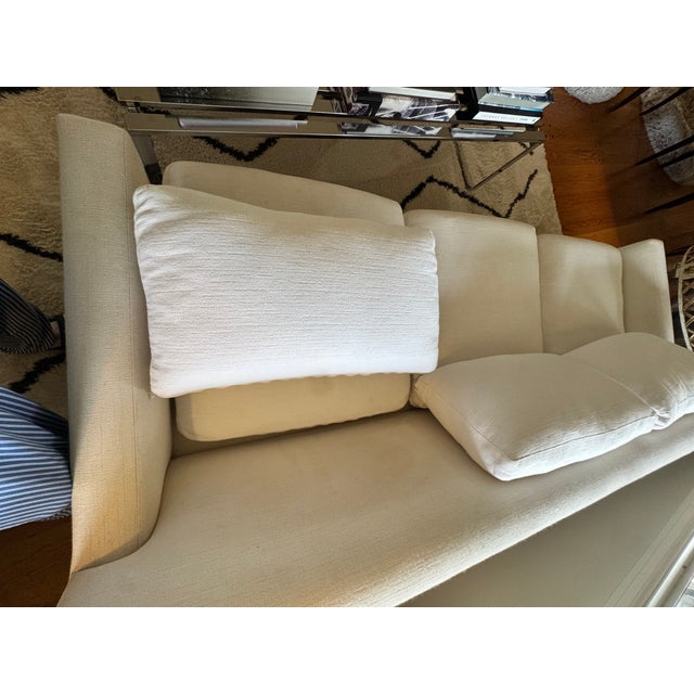 Ivory Vintage Modern Sofa With Steel Base For Sale - Image 8 of 10