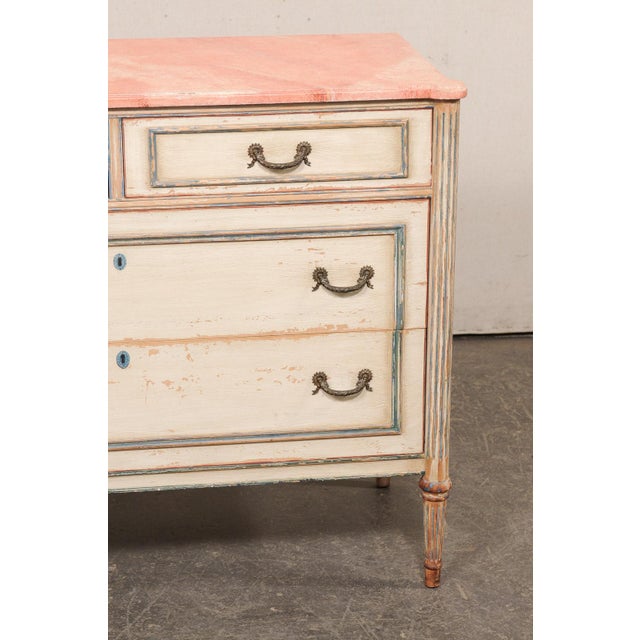 Mid 20th Century French Painted Wood Chest W/ Faux Marble Top For Sale - Image 10 of 12