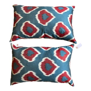 Handwoven Silk Ikat Pillow For Sale