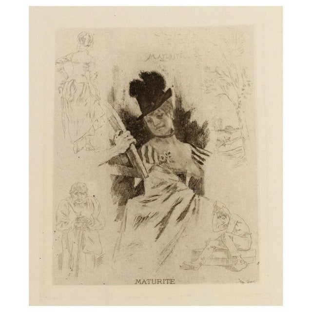 Felicien Rops, Maturité Belgian, Original Etching, 19th Century For Sale - Image 6 of 6