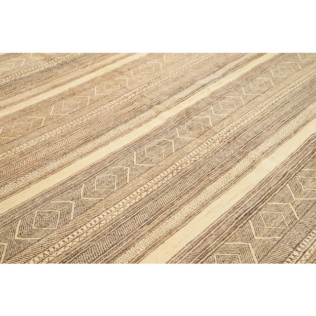 Textile Oversize Modern Gabbeh Beige Wool Rug With Geometric Pattern For Sale - Image 7 of 12