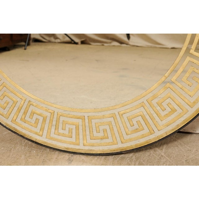 Metal Round Greek Key Mirror For Sale - Image 7 of 10