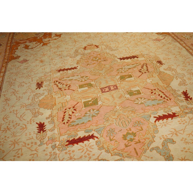 Zabihi Collection Ivory Antique Large Oushak Rug - 11'8" x 15'6" For Sale - Image 12 of 12