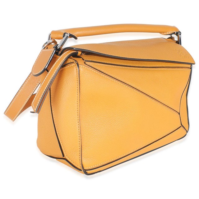 Contemporary Yellow Grained Calfskin Small Puzzle Bag For Sale - Image 3 of 9