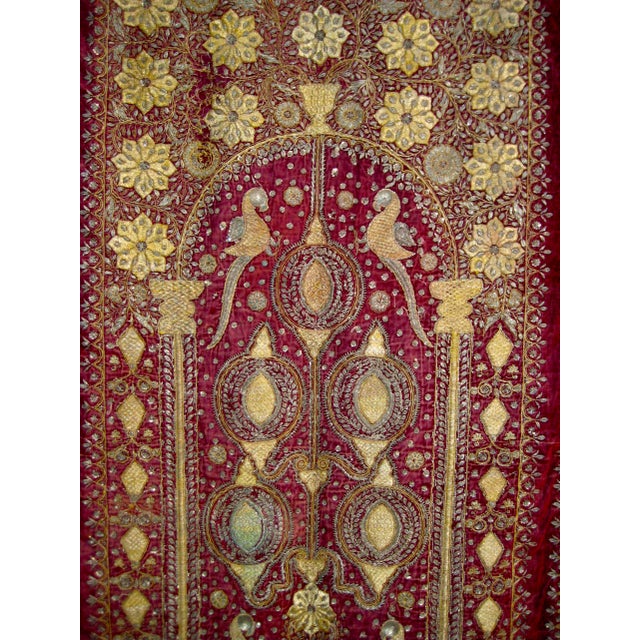 Indian 19th Century Silver and Gold Indian Embroidery Tapestry With Two Elephants For Sale - Image 3 of 13