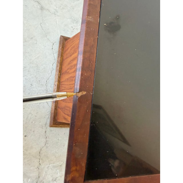 Vintage Geometric Wood Side Table / Plant Stand With Black Granite Stone Top For Sale - Image 11 of 12