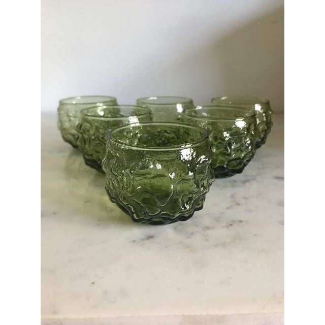 Vintage Green Small Glasses Set of 6. Great vintage condition. Old fashioned.