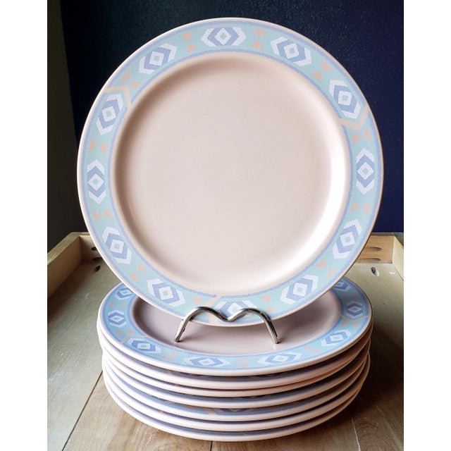 Late 20th Century Vintage Peach Southwest Stoneware Dinner Plates - Set of 8 by Treasure Craft For Sale - Image 5 of 7