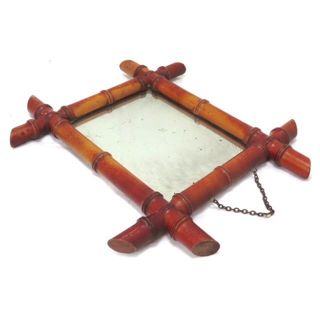 Wood Antique Victorian Lathe Turned Bamboo Style Wood Mens Shaving Mirror For Sale - Image 7 of 13