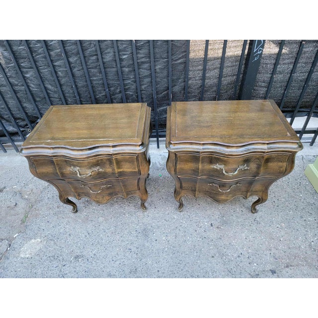 1970s Two French Provincial Style Wood Bombay Nightstands. For Sale - Image 17 of 18