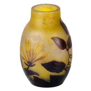 Cameo Glass Vase with Fuchsia Flower Design by Emile Gallé For Sale