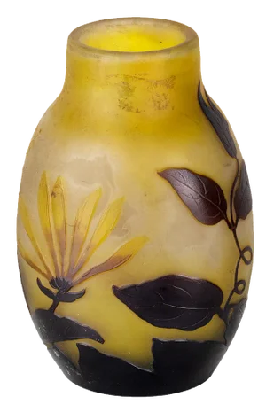 Cameo Glass Vase with Fuchsia Flower Design by Emile Gallé