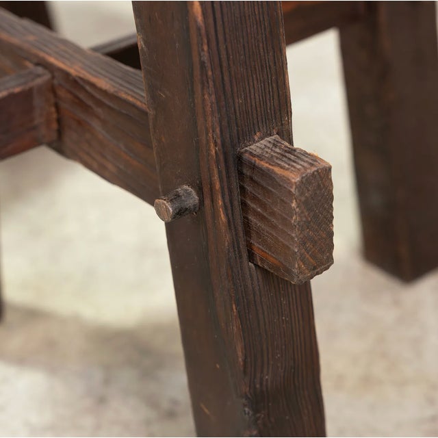 Set of 6 Vintage French Wood and Hemp Bar Stools Attributed to Adrien Audoux and Frida Minet For Sale - Image 11 of 18