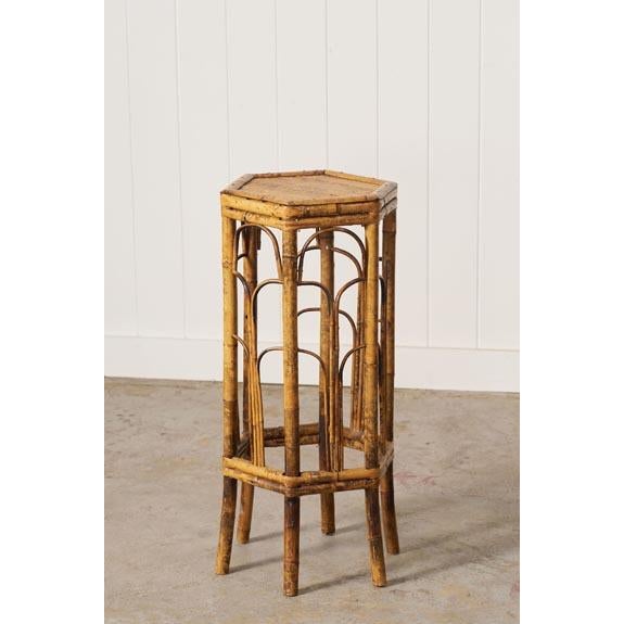 Brown 19th Century English Colonial Hexagonal Bamboo Plant Stand For Sale - Image 8 of 9
