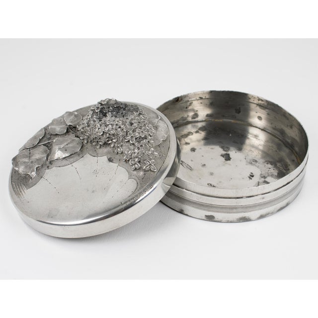 Albert Chezal Art Nouveau Pewter Box with Lilac Decor, France circa 1910 For Sale - Image 13 of 16
