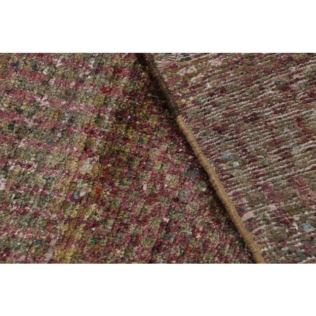 Purple Rug & Kilim’s Textural Rug in Purple Tones and Polychrome Striae For Sale - Image 8 of 8