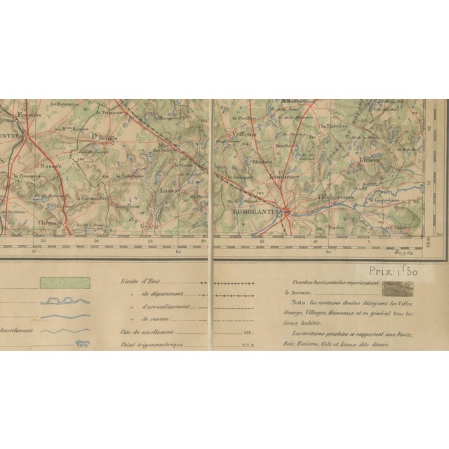 Antique French Folding Map of Tours by Le Mans & Chartres, 1902 For Sale - Image 6 of 10