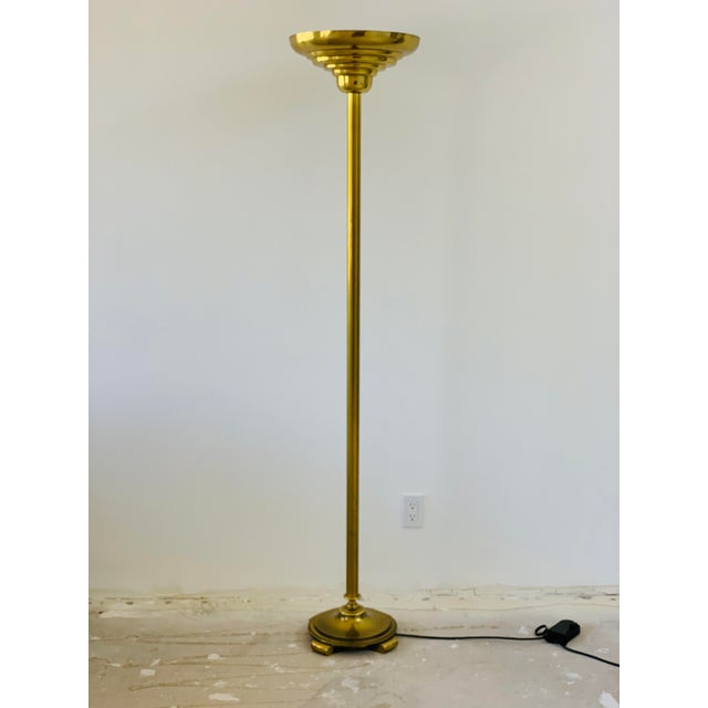 Stiffel Vintage Solid Brass Art Deco Torchiere Floor Lamp Chairish