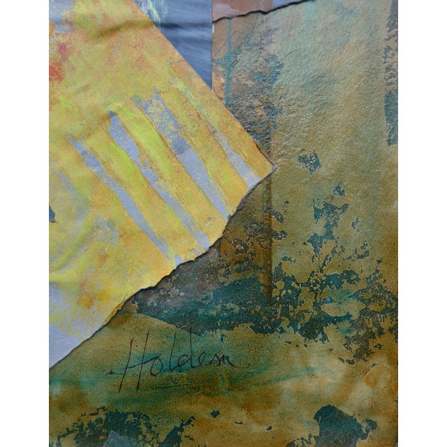Fine art collage painting by artist Martha Holden..Several of the photos show the art in a room setting. This painted...