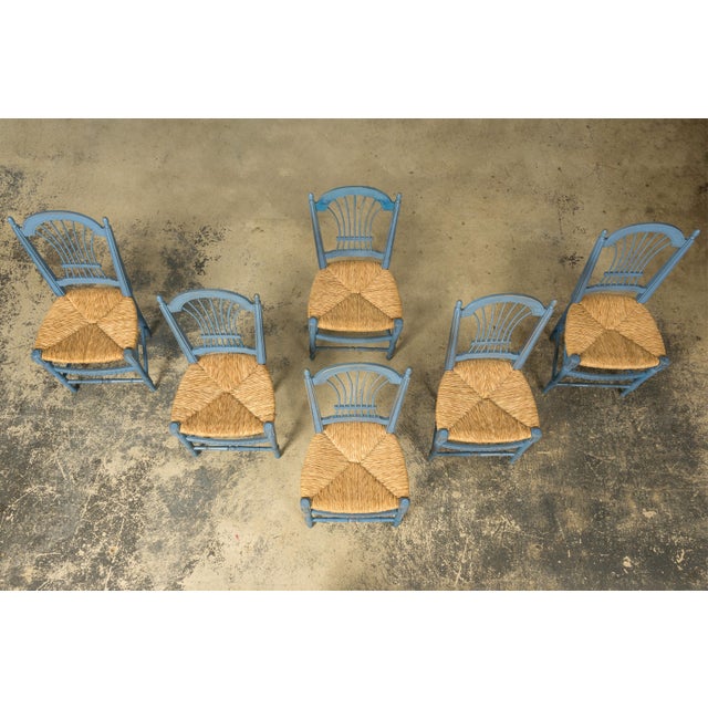 Set of Six French Louis XVI Style Dining Chairs, Painted Wood, 1900 For Sale - Image 4 of 18