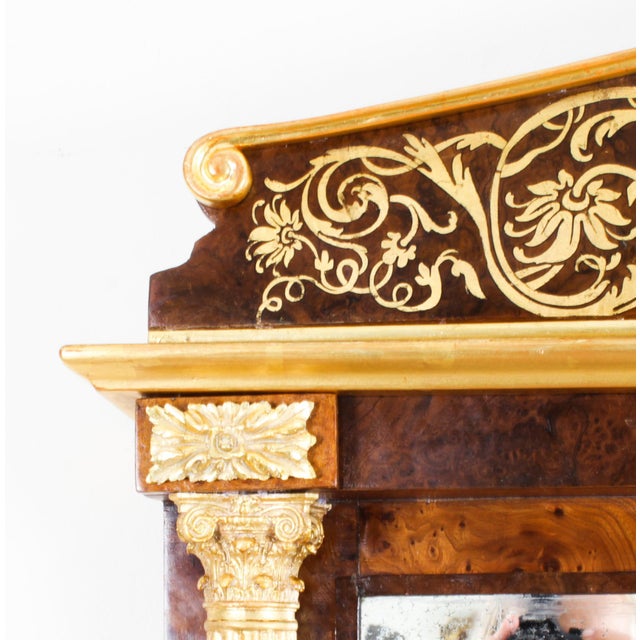 Antique French Burr Walnut Parcel Gilt Mirror, 1800s For Sale - Image 4 of 12