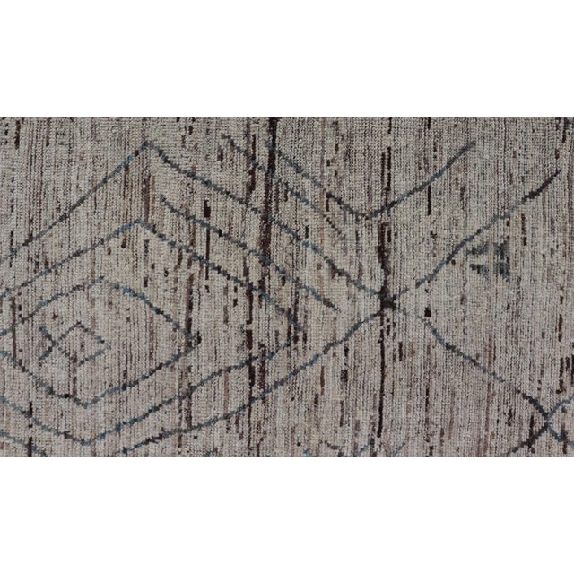 Modern Moroccan Rug by Keivan Woven Arts in Cream and Blue For Sale - Image 9 of 11