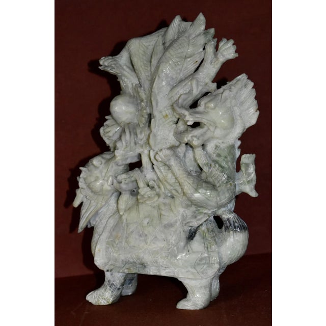 1980s Vintage Carved Hardstone Sculpture Chinese Dragon Turtle Feng Shui Statue For Sale - Image 5 of 11