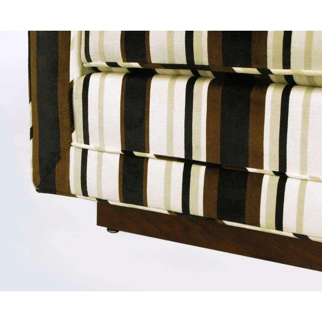 Wood Marden Even Arm Striped Velvet Tuxedo Settee For Sale - Image 7 of 9