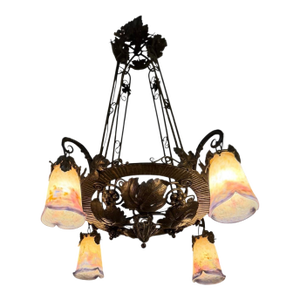Early 20th Century Signed Muller Freres Luneville French Chandelier