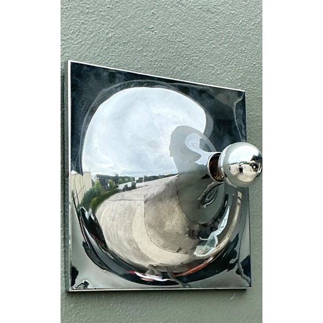 Mid-Century Modern Vintage Chrome Wall Sconce For Sale - Image 3 of 12