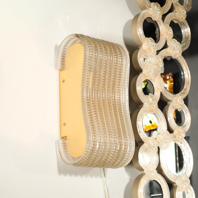 Pair of Hand-Blown Undulating Reeded Murano Glass Sconces With Brass Fittings For Sale - Image 15 of 18