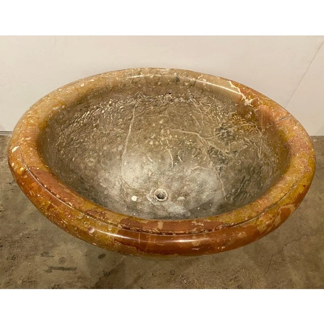 Neoclassical Hand Carved Oval Marble Sink For Sale - Image 3 of 5