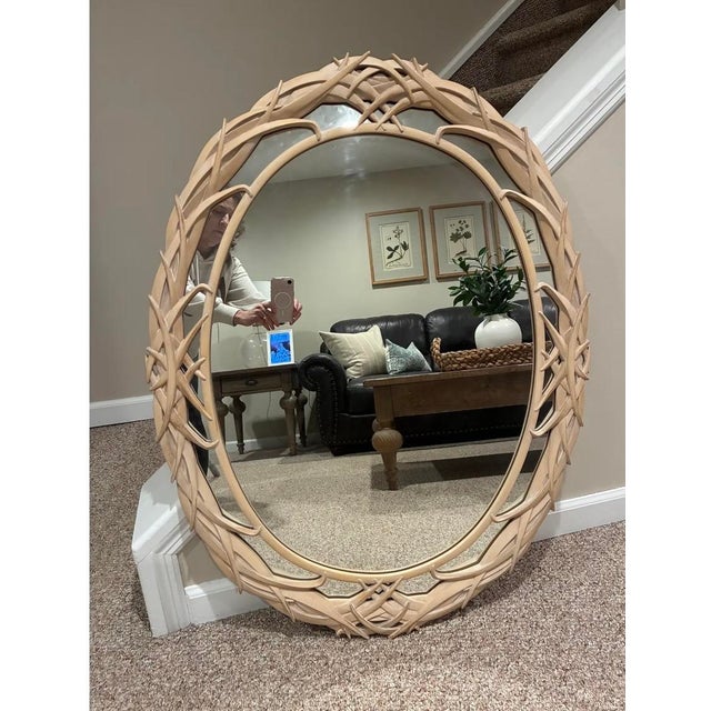 Vintage "Palm Frond" oval wall mirror from Carolina Mirror Company of North Carolina- one of the premier mirror makers of...