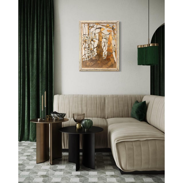 Gold Andrea Stella "The Home of the Muses" Gold Leaf Oil Mixed Media Painting, Figurative, Italian Contemporary Art, 2010 For Sale - Image 8 of 10