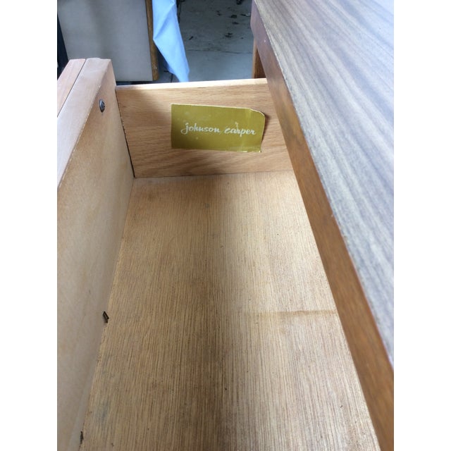 Mid Century Modern Lowboy Dresser With 9 Drawers & Mounted Mirror by Johnson Carper For Sale - Image 14 of 16